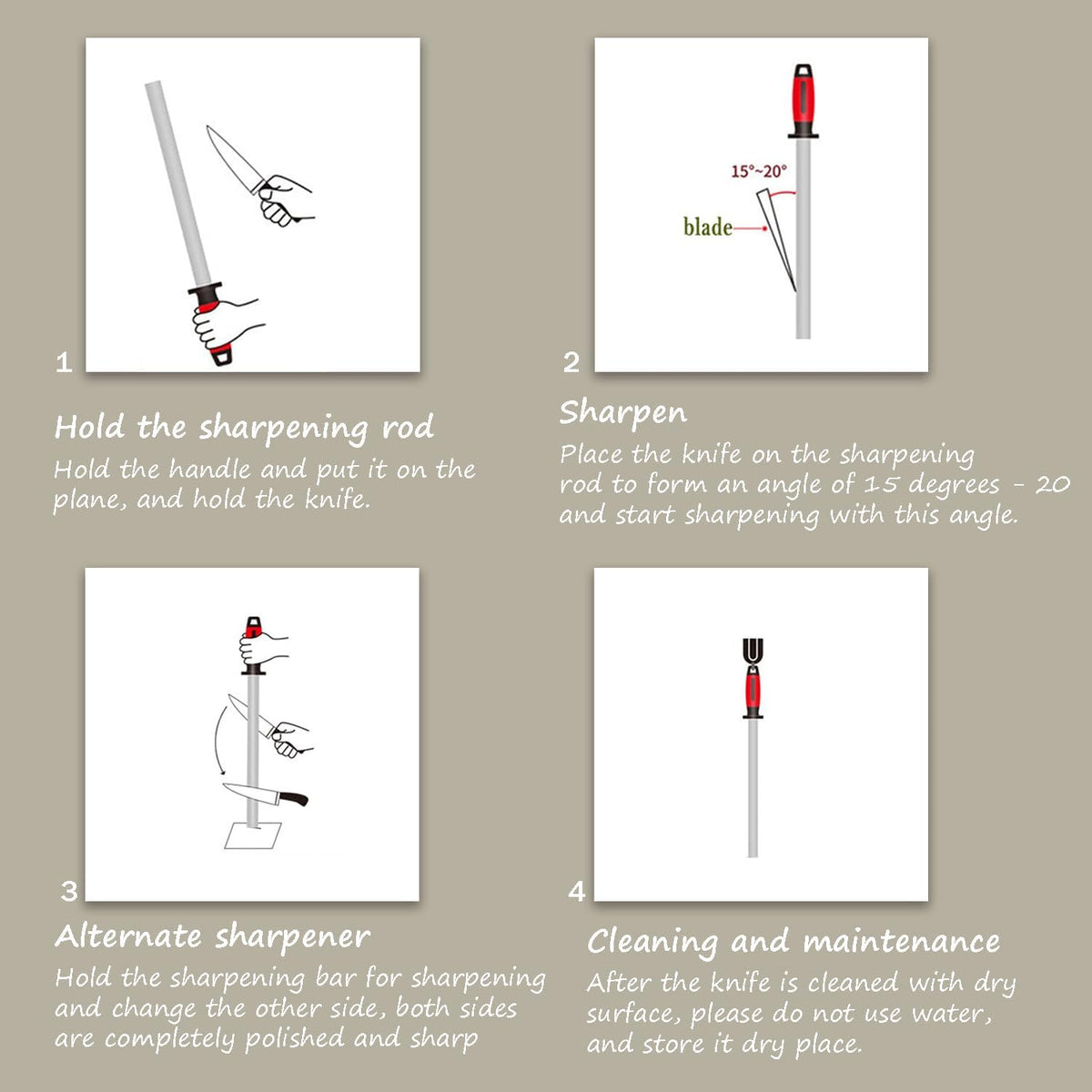 White Ceramic Knife Sharpener Honing Rod, Best Professional Knife Sharpening Tool,Knife Sharpeners For Kitchen Knives,Knife Sharpening suitable for professional chefs and home chefs
