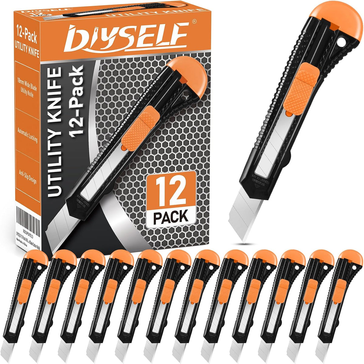 Box Cutter Retractable, 18mm Snap-Off Utility Knife