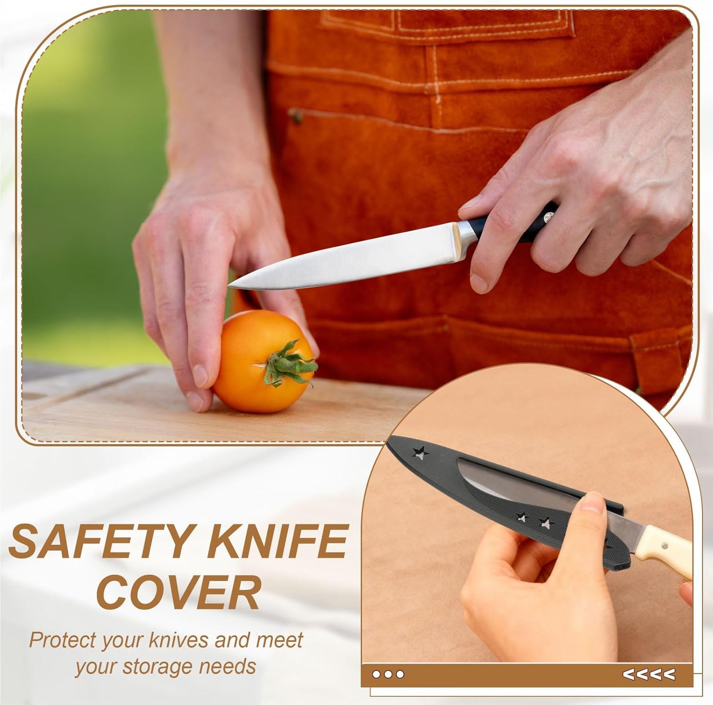 5Pcs Safety Knife Covers Sleeves, Universal PP Knife Sheaths Edge Guards Blade Protector Covers for 8.9" Bread Knives Portable for Kitchen Camping Picnics Accessories, Black