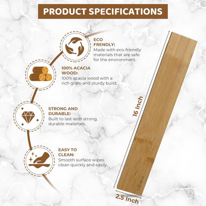 ELEVEXA Magnetic Knife Holder 16 Inch| Organic Acacia Wood Magnetic Knife Strip with Lesser Scratch Visibility|Magnetic Knife Holder w/Strong Magnetism Comes w/Adhesive Tape & Screw Mount (Simple)