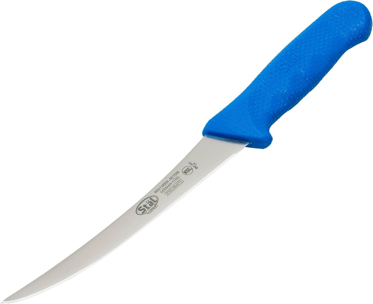 6" Blue Plastic Boning Knife with Handle