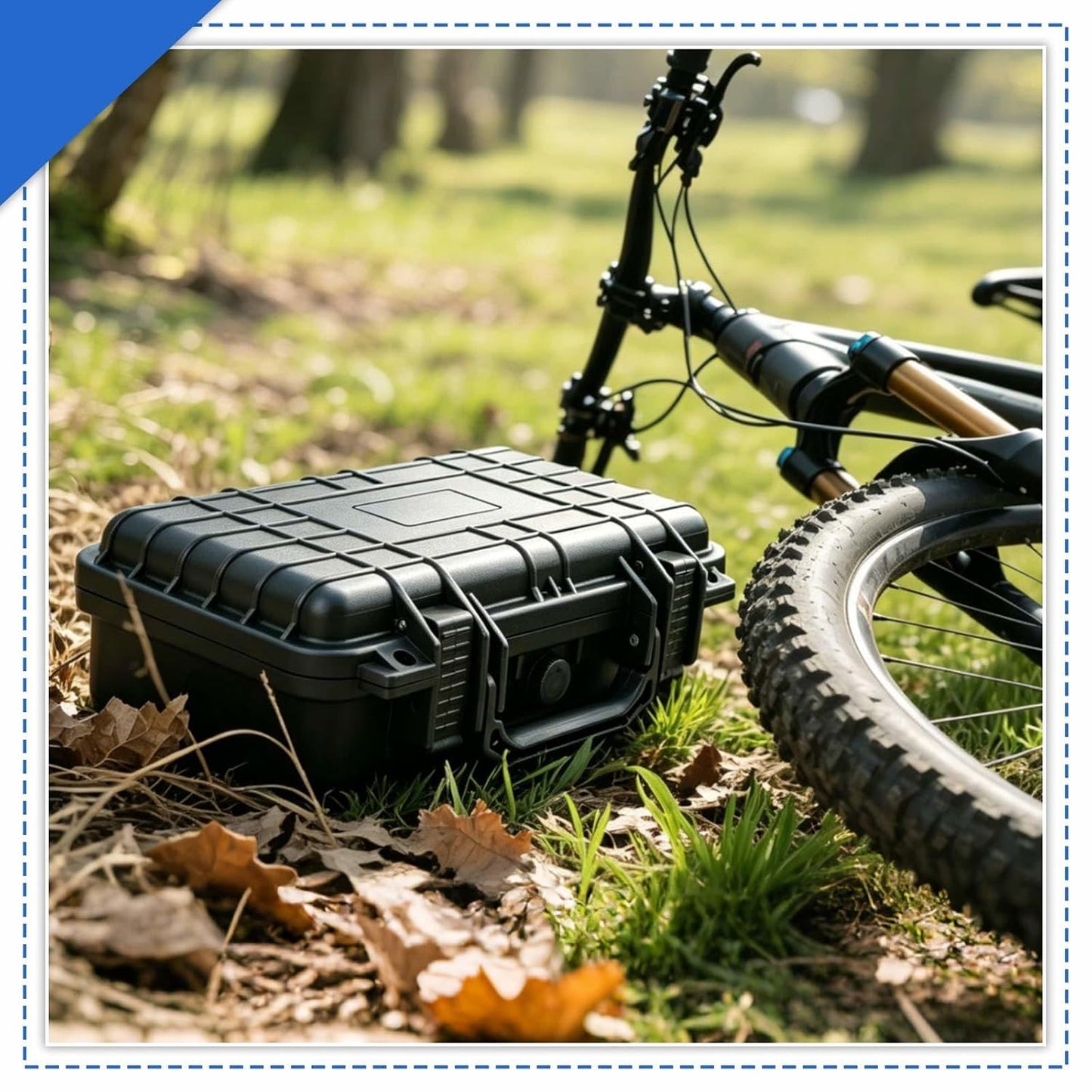 14.3 x 11.4 x 4.5 Inch Waterproof Hard Case with DIY Customizable Foam Insert Portable Protective Storage Case with Knife for Camera Drones Equipments Tools Test Instruments,Black