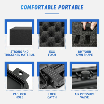 14.3 x 11.4 x 4.5 Inch Waterproof Hard Case with DIY Customizable Foam Insert Portable Protective Storage Case with Knife for Camera Drones Equipments Tools Test Instruments,Black