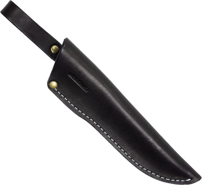 Belt Knife Sheath - Black Leather Sheath for Mora Garberg - Sheath with Belt Loop for Vertical Carry of Fixed Blade Knife - Free Suspension Leather Case