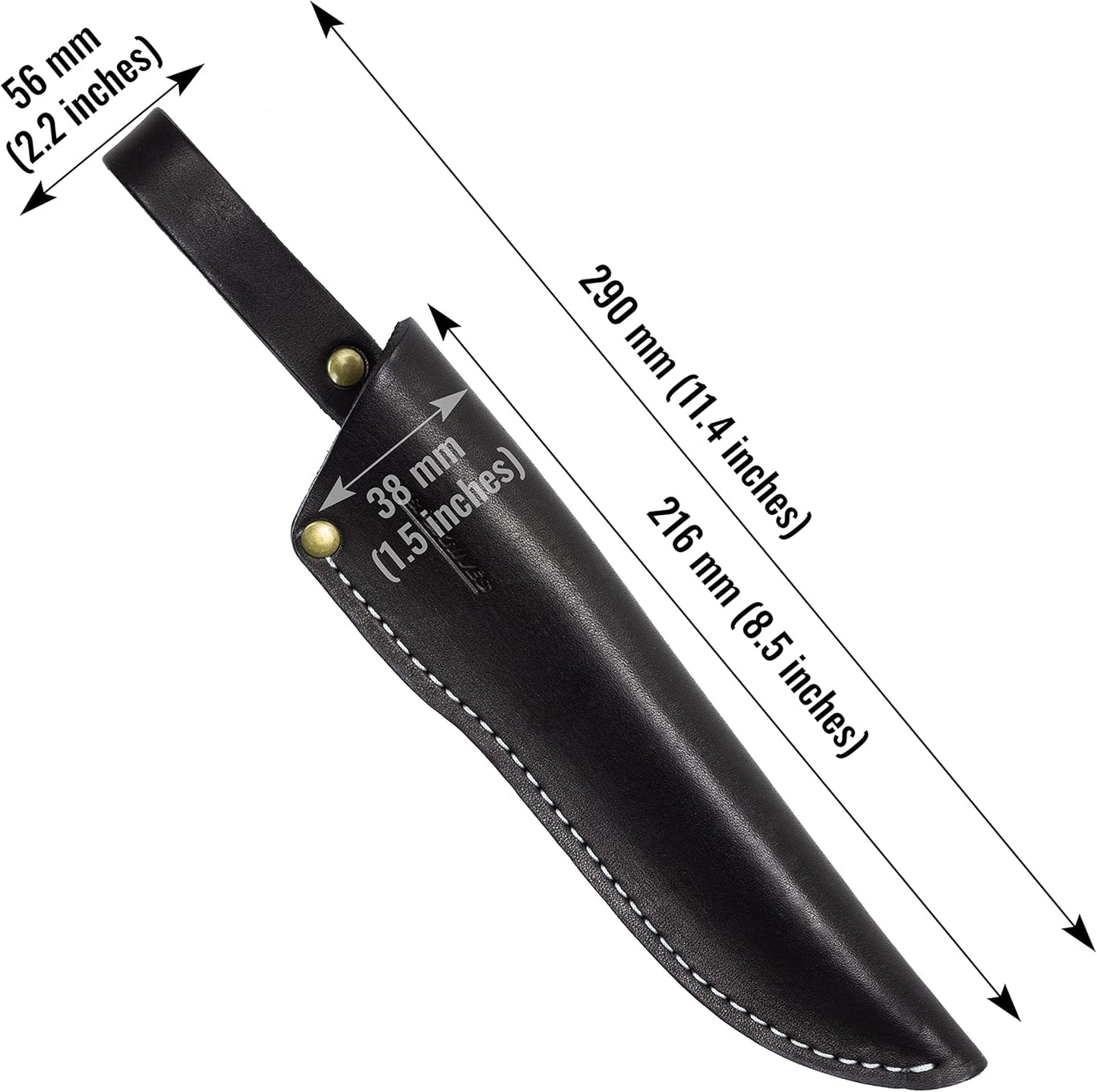 Belt Knife Sheath - Black Leather Sheath for Mora Garberg - Sheath with Belt Loop for Vertical Carry of Fixed Blade Knife - Free Suspension Leather Case