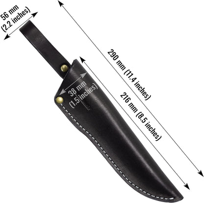 Belt Knife Sheath - Black Leather Sheath for Mora Garberg - Sheath with Belt Loop for Vertical Carry of Fixed Blade Knife - Free Suspension Leather Case