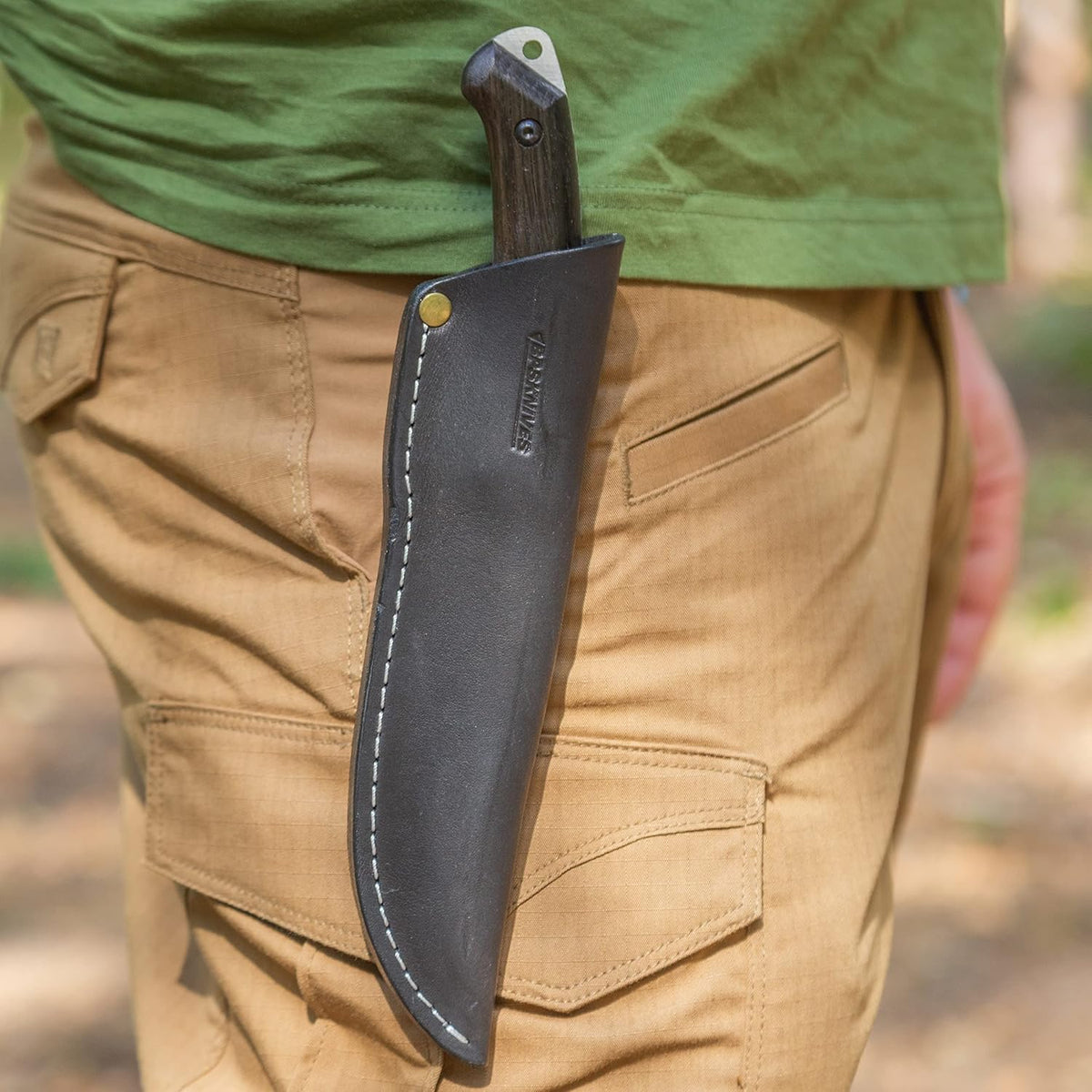 Belt Knife Sheath - Black Leather Sheath for Mora Garberg - Sheath with Belt Loop for Vertical Carry of Fixed Blade Knife - Free Suspension Leather Case