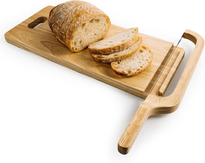 Sourdough Bread Slicer Set – Rubber Wood Cutting Board with Bread Groove, Curved Handle Knife, Magnetic Storage, Adjustable Thickness for Artisan Homemade Loaves