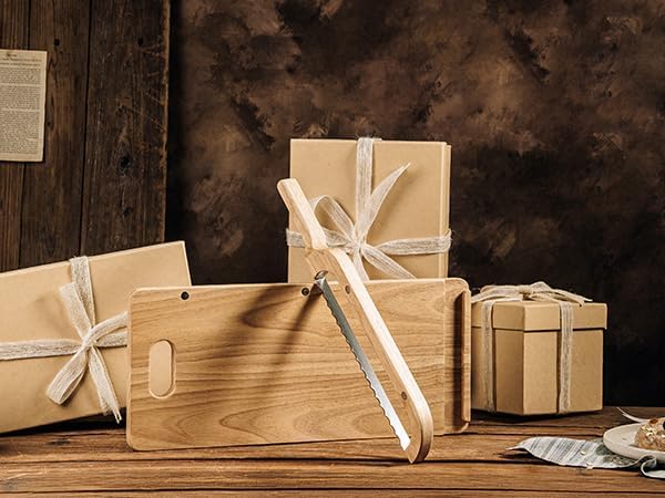 Sourdough Bread Slicer Set – Rubber Wood Cutting Board with Bread Groove, Curved Handle Knife, Magnetic Storage, Adjustable Thickness for Artisan Homemade Loaves