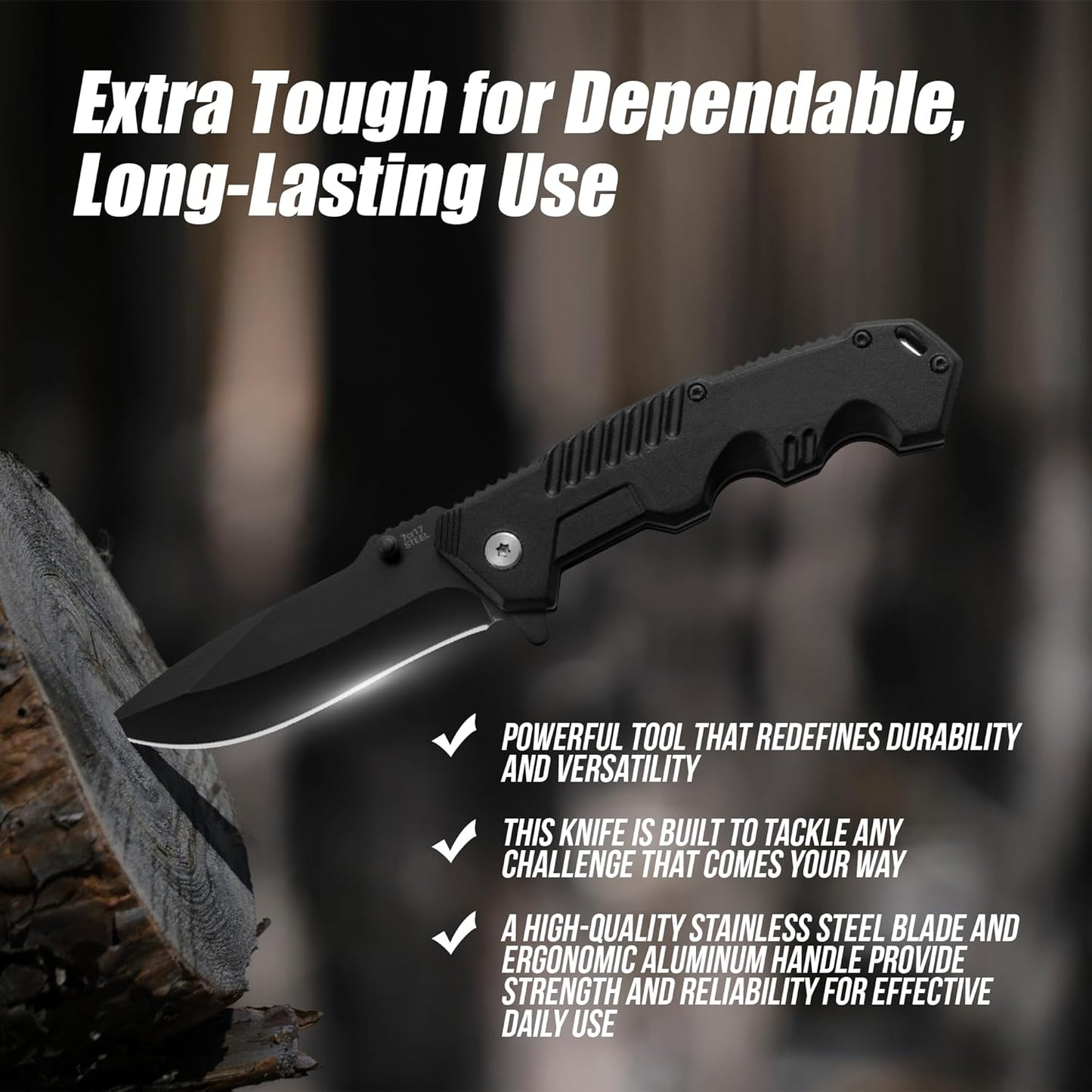 Pocket Folding Knife with Stainless Steel Point Lock Blade Knives and Lightweight Lockback Multi-Tool for Camping, Outdoor, Hunting，Survival and EDC