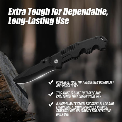 Pocket Folding Knife with Stainless Steel Point Lock Blade Knives and Lightweight Lockback Multi-Tool for Camping, Outdoor, Hunting，Survival and EDC