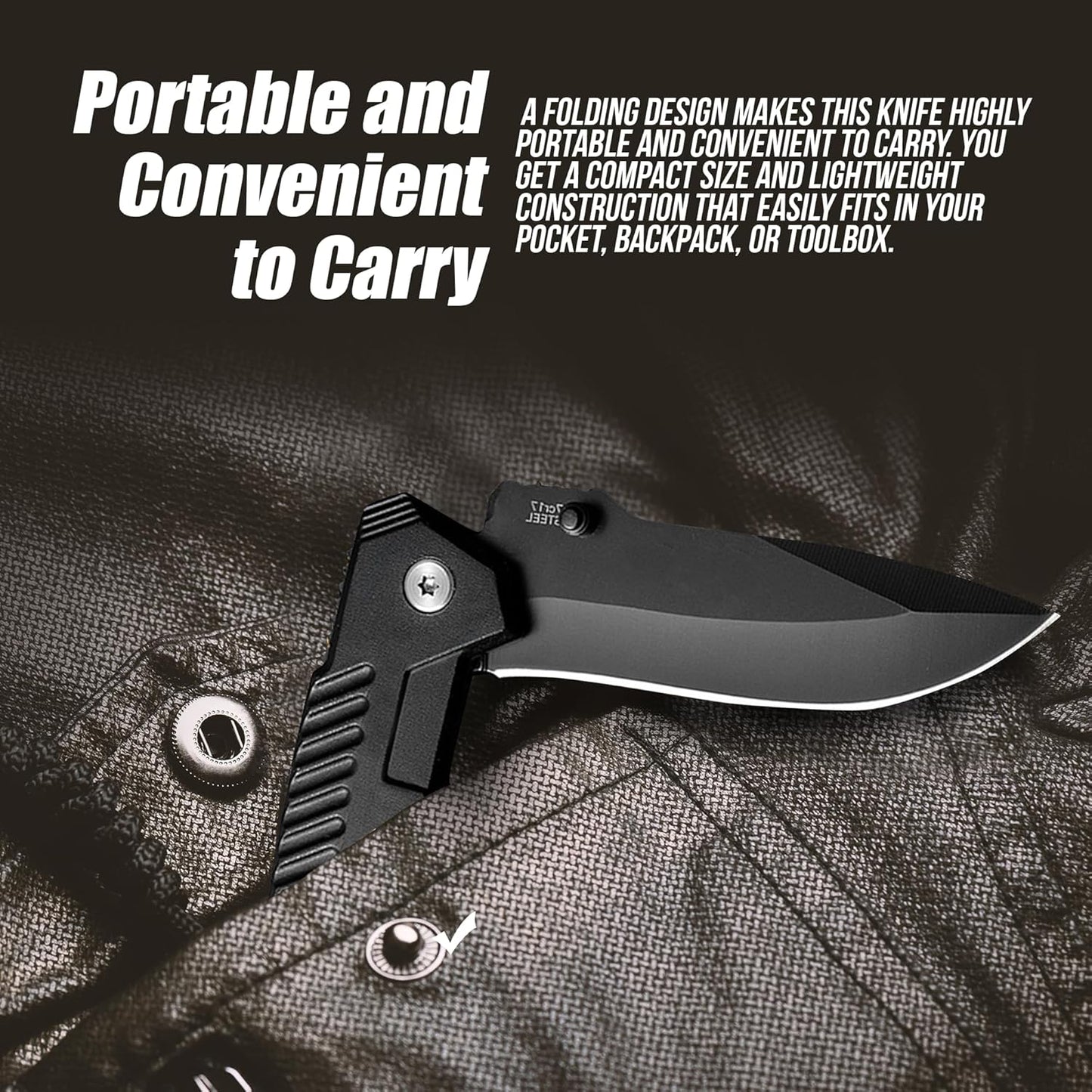 Pocket Folding Knife with Stainless Steel Point Lock Blade Knives and Lightweight Lockback Multi-Tool for Camping, Outdoor, Hunting，Survival and EDC