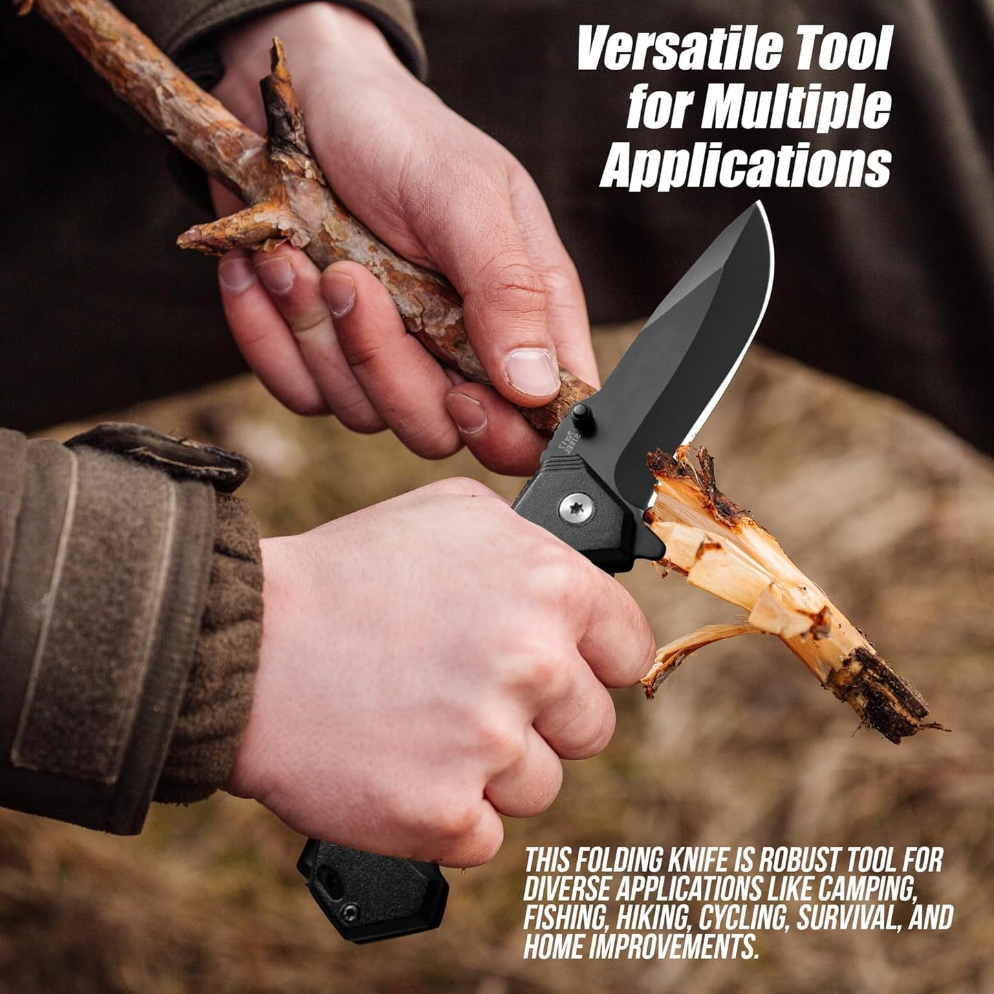 Pocket Folding Knife with Stainless Steel Point Lock Blade Knives and Lightweight Lockback Multi-Tool for Camping, Outdoor, Hunting，Survival and EDC