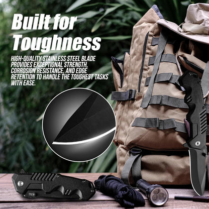 Pocket Folding Knife with Stainless Steel Point Lock Blade Knives and Lightweight Lockback Multi-Tool for Camping, Outdoor, Hunting，Survival and EDC