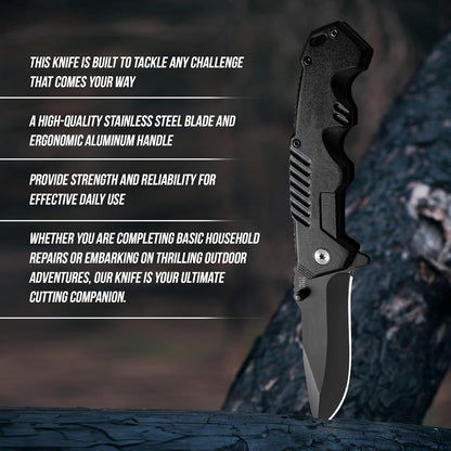Pocket Folding Knife with Stainless Steel Point Lock Blade Knives and Lightweight Lockback Multi-Tool for Camping, Outdoor, Hunting，Survival and EDC