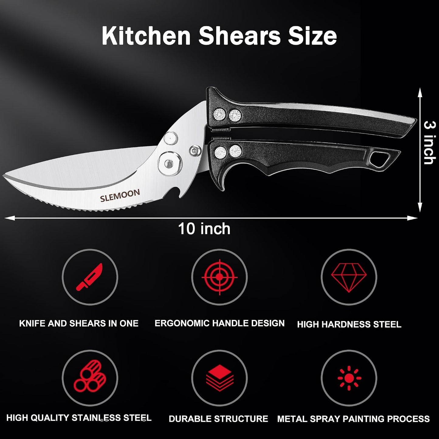 Heavy Duty Kitchen Shears for Food,Black Kitchen Scissors | Dishwasher Safe and Food Stainless Poultry Shears for Chicken Turkey Thanksgiving,Gift Box