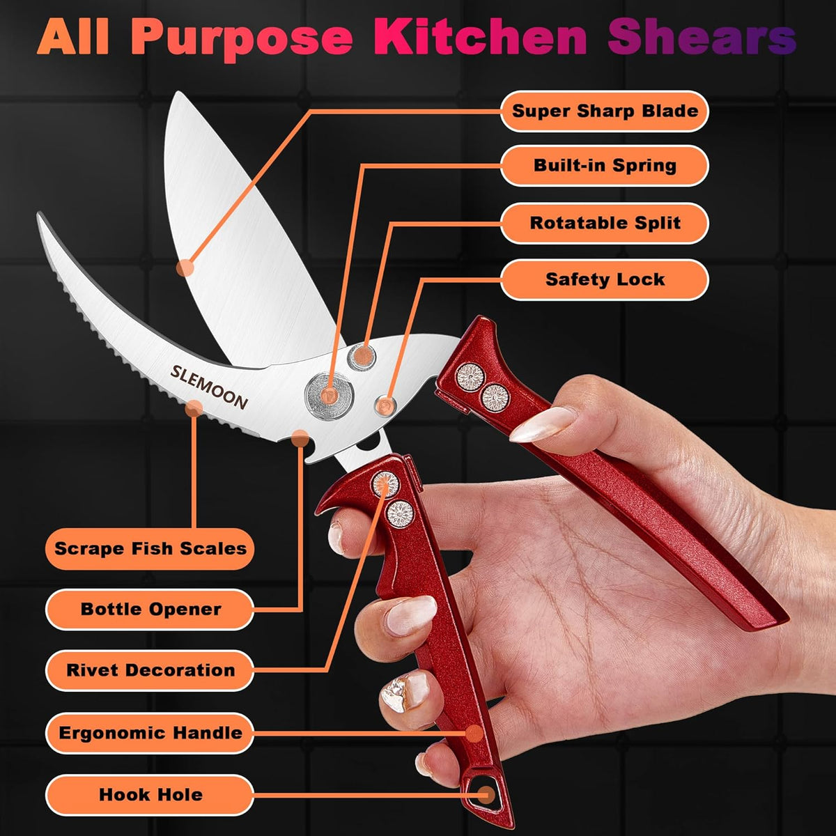 Heavy Duty Kitchen Shears for Food,Black Kitchen Scissors | Dishwasher Safe and Food Stainless Poultry Shears for Chicken Turkey Thanksgiving,Gift Box
