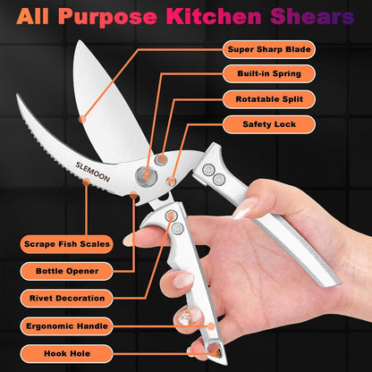 Heavy Duty Kitchen Shears for Food,Black Kitchen Scissors | Dishwasher Safe and Food Stainless Poultry Shears for Chicken Turkey Thanksgiving,Gift Box