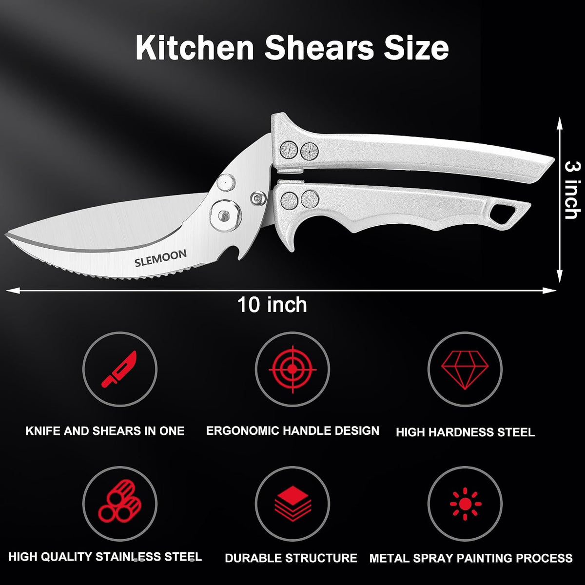 Heavy Duty Kitchen Shears for Food,Black Kitchen Scissors | Dishwasher Safe and Food Stainless Poultry Shears for Chicken Turkey Thanksgiving,Gift Box
