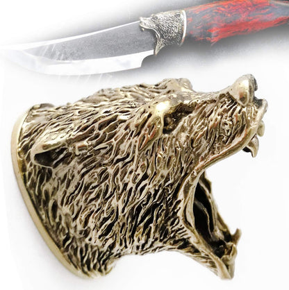 Knife Finger Guard Bolster Pommel - Custom Knives Making GRIZZLY BEAR | DIY Hand-Casted Metal Hunting Knives Supplies Accessoriess. Made in Solid Bronze. Powered