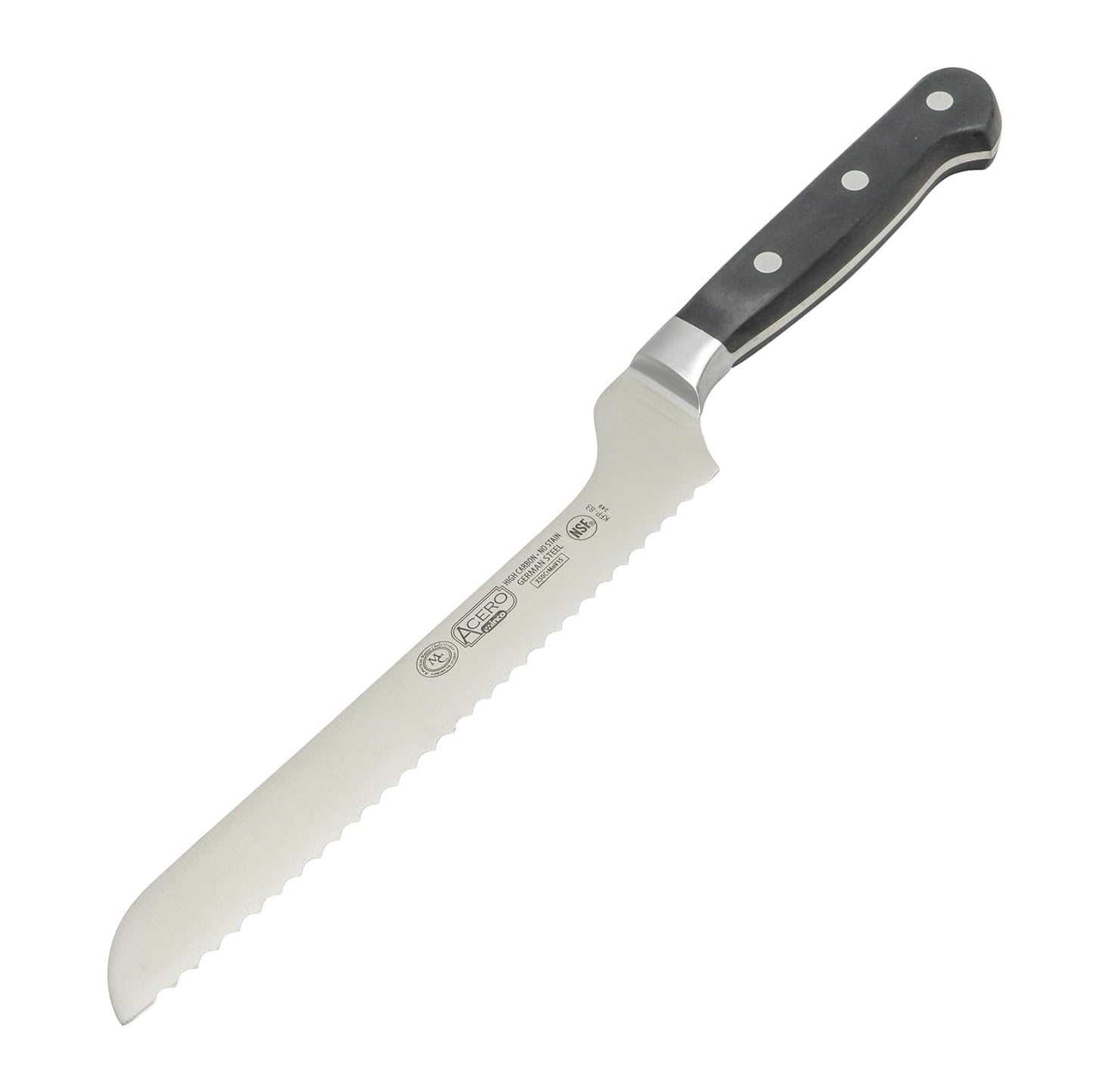 8" Offset Bread Knife, Triple Riveted, Full Tang Forged Blade
