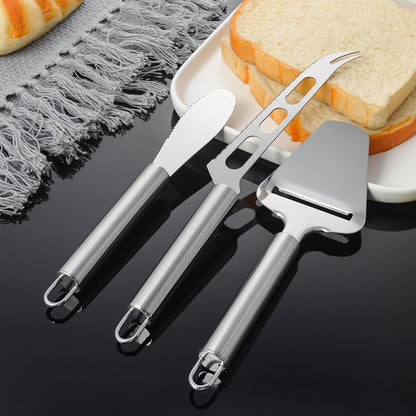 Cheese Knife Set 3 Piece Stainless Steel – Cheese Slicer, Spreader & Cutter Knives for Soft & Hard Cheese, Ergonomic Handle, Dishwasher Safe Cheese Serving Tools for Kitchen
