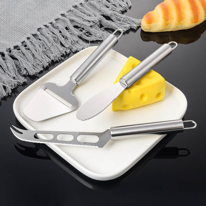 Cheese Knife Set 3 Piece Stainless Steel – Cheese Slicer, Spreader & Cutter Knives for Soft & Hard Cheese, Ergonomic Handle, Dishwasher Safe Cheese Serving Tools for Kitchen