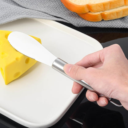 Cheese Knife Set 3 Piece Stainless Steel – Cheese Slicer, Spreader & Cutter Knives for Soft & Hard Cheese, Ergonomic Handle, Dishwasher Safe Cheese Serving Tools for Kitchen