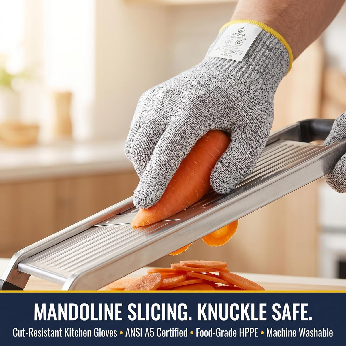 ASG Premium ANSI A5 Cut Resistant Gloves, Food Grade HPPE,Mandoline & Oyster Shucking, Kitchen Safety Gloves for Chefs