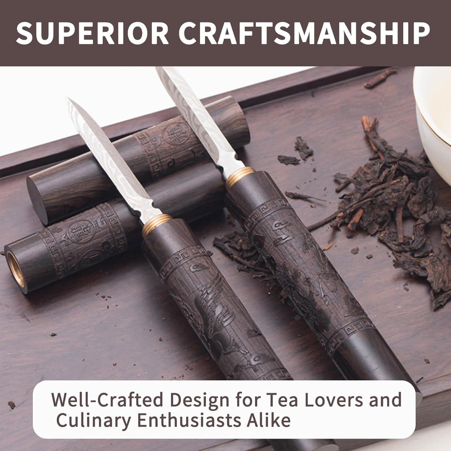 Stainless Steel Puerh Tea Knife with Wooden Handle Professional Ice Pick & Tea Cake Tool for Breaking Bricks Multi-functional Needle for Kitchen Bars Picnics Camping Hidden Blade Option