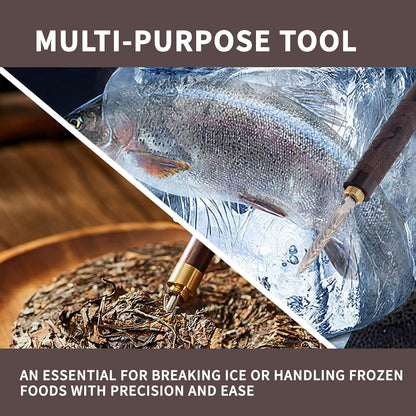 Stainless Steel Puerh Tea Knife with Wooden Handle Professional Ice Pick & Tea Cake Tool for Breaking Bricks Multi-functional Needle for Kitchen Bars Picnics Camping Hidden Blade Option