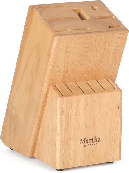 Austenwood 15-Piece Knife Block Set, German Stainless Steel Kitchen Knives with Forged Italian Olive Wood Handle