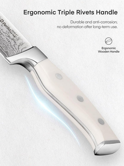 Knife Set, 15 Pieces Kitchen Knife Set with Built-in Sharpener, High Carbon Stainless Steel Knife Block Set with Unique Waved Pattern, Triple Riveted Ergonomic Handle, Black