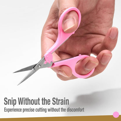 High Precision Detail Scissors Set (2-Pc) Sharp, Fine Tips | Paper Cutting, Scrapbooking, Sewing, Crafting | Stainless Steel | Protective Cover (Pastel)