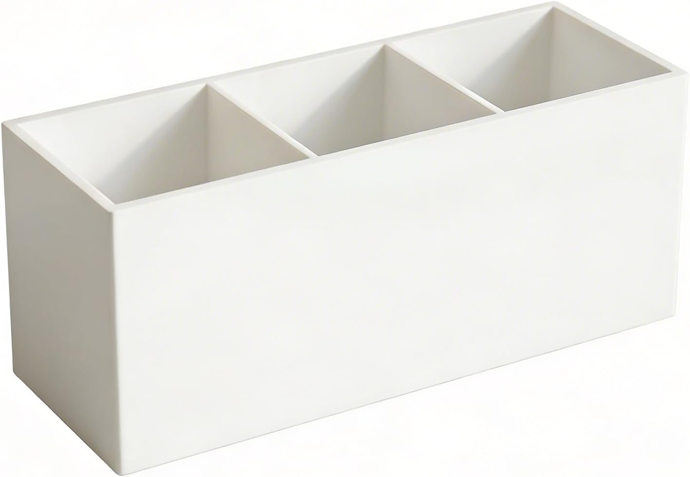3 Section Acrylic Cutlery Organizer for Countertop, Modern Flatware Storage Caddy for Spoons Forks Knives, Space Saving Utensil Holder for Kitchen, Cabinet or Dining Room (Medium)
