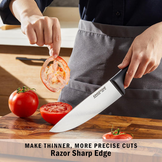 14-Piece Kitchen Knife Set with Block, High-Carbon Stainless Steel Knives Set, Ergonomic Non-Slip Handle, Professional Knife Set for Kitchen for Home Cooking & Gifting, Walnut