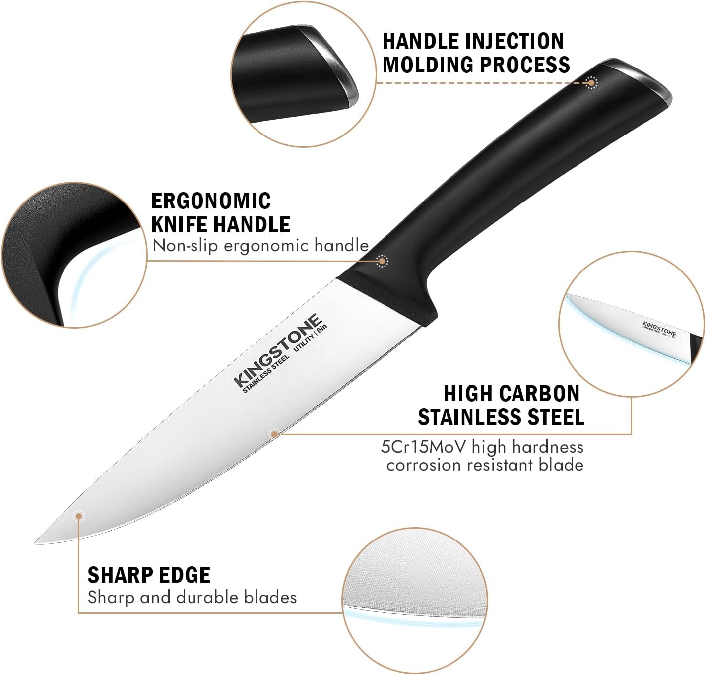 14-Piece Kitchen Knife Set with Block, High-Carbon Stainless Steel Knives Set, Ergonomic Non-Slip Handle, Professional Knife Set for Kitchen for Home Cooking & Gifting, Walnut