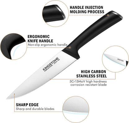 14-Piece Kitchen Knife Set with Block, High-Carbon Stainless Steel Knives Set, Ergonomic Non-Slip Handle, Professional Knife Set for Kitchen for Home Cooking & Gifting, Walnut