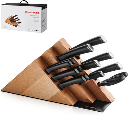 14-Piece Kitchen Knife Set with Block, High-Carbon Stainless Steel Knives Set, Ergonomic Non-Slip Handle, Professional Knife Set for Kitchen for Home Cooking & Gifting, Walnut
