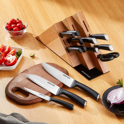 14-Piece Kitchen Knife Set with Block, High-Carbon Stainless Steel Knives Set, Ergonomic Non-Slip Handle, Professional Knife Set for Kitchen for Home Cooking & Gifting, Walnut