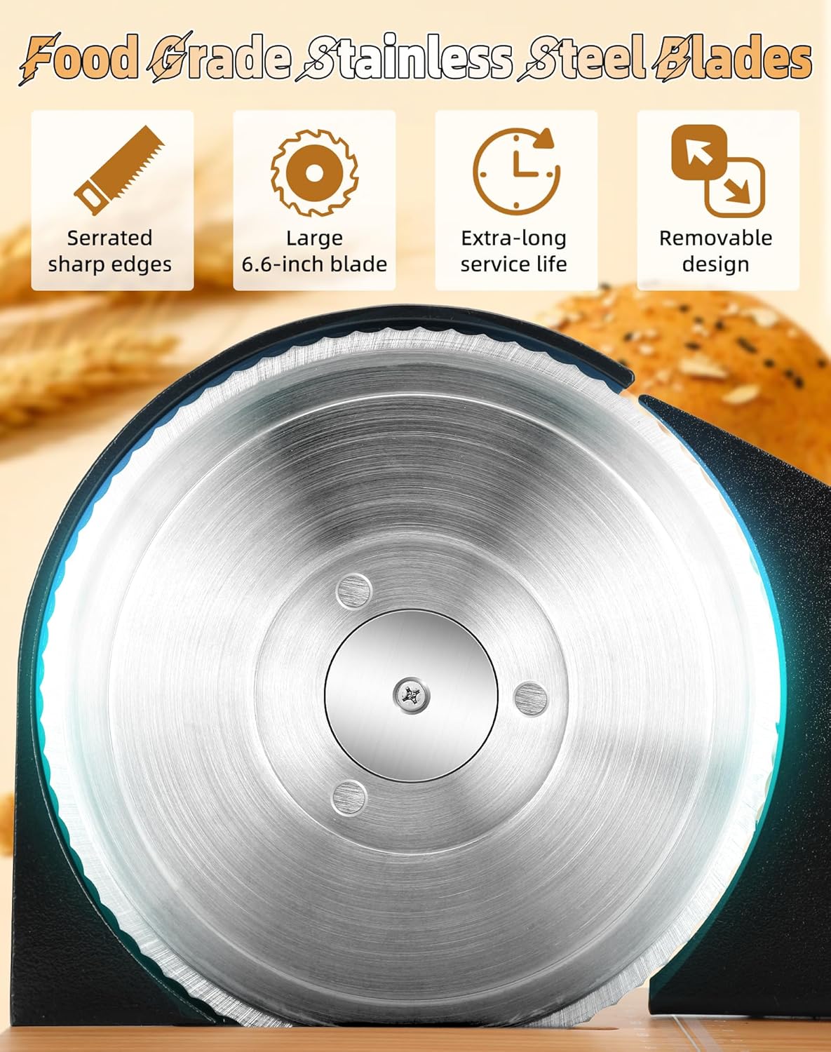 Manual Bread Slicer for Homemade Sourdough Bread | Versatile Hand Crank Bread Slicer, Adjustable Thickness for Smooth Cutting, Food Grade Stainless Steel (Black)