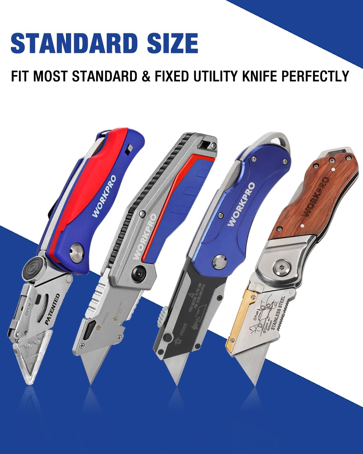 Utility Knife Blades, SK5 Steel, 100-Pack Blades with Dispenser | SK5 Steel Standard Blades for Box Cutter, For Cardboard, Leather, Carpet, Rope, Soft metal, Pipe, etc