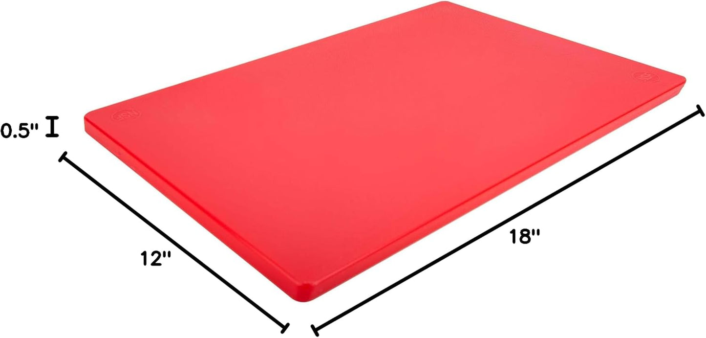 Extra Large 24 x 18 Red Cutting Board - HDPE Plastic, 1/2" Thick Poly for Commercial Restaurant Kitchens, NSF Stamped