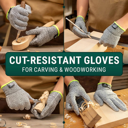 Wood Carving Gloves CRG - Cutting Cut Resistant Gloves Level 5 for Whittling, Woodworking, Food Prep