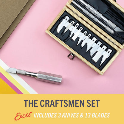 Craftsmen Set, 13-Piece Precision Craft Knife Set With Case – Includes Light To Heavy Duty Handles And Assorted Blades For Crafting, Scrapbooking, DIY, And Precision Cutting