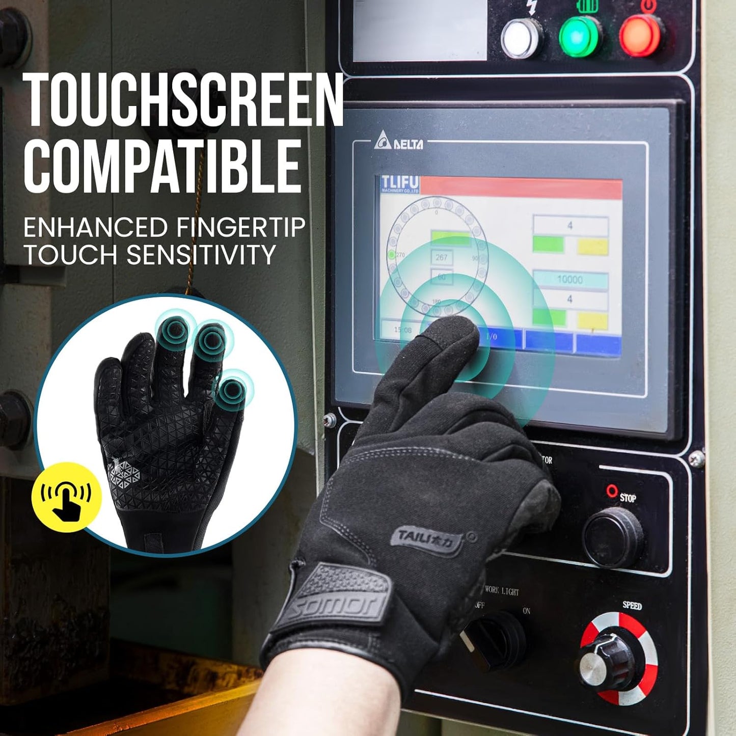 Level 3 Needle, Level 5 Puncture Resistant Men Work Gloves, Grip Enhanced A7 Cut Resistant Safety Gloves, Touchscreen and Breathable, Black, Large (L), 1 Pair