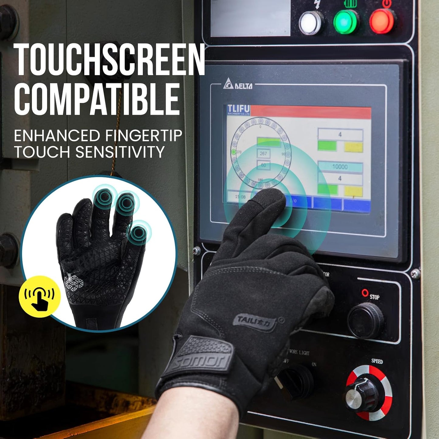 Level 3 Needle, Level 5 Puncture Resistant Men Work Gloves, Grip Enhanced A7 Cut Resistant Safety Gloves, Touchscreen and Breathable, Black, Large (L), 1 Pair
