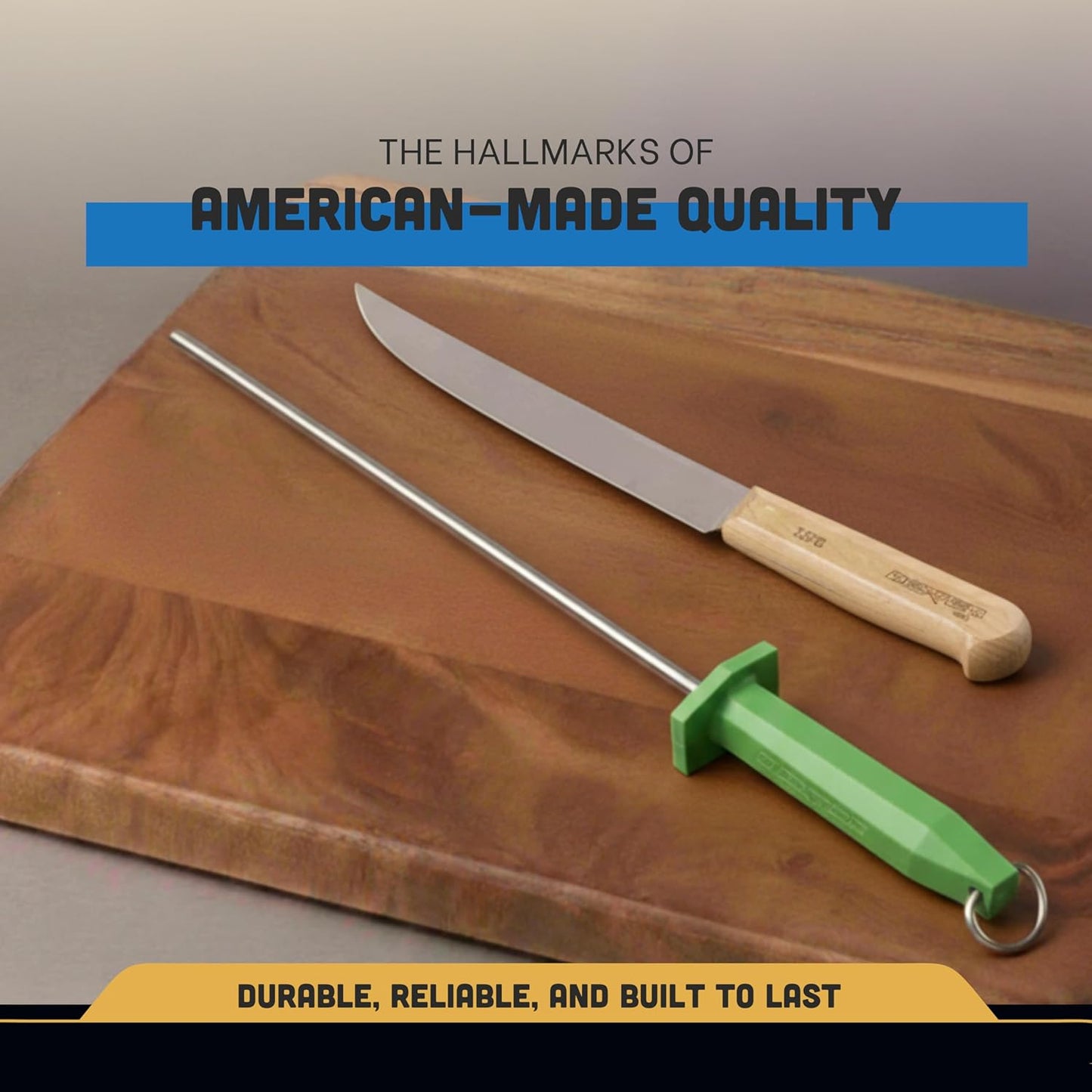 10-Inch No Work Steel, Smooth | NWSS-10 | Ergonomic Polypropylene Handle | Razor Sharp Edge Maintenance for Kitchen Knives | Professional-Grade Sharpening Steel