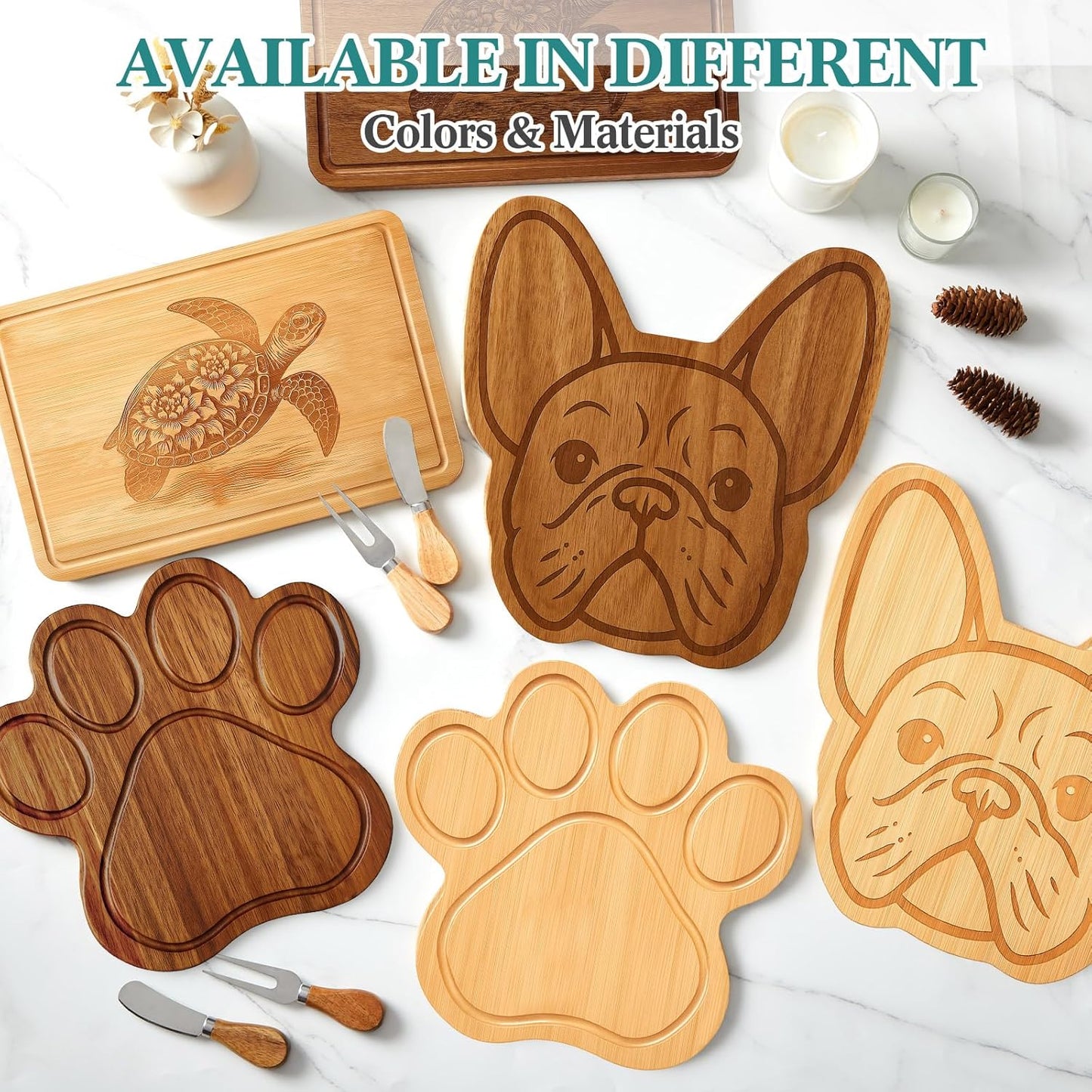 D20 Shaped Charcuterie Board Set Cutting and Cheese Board Wooden Platter with Knives and Forks Serving Trays Gift for Christmas Kitchen Food Fruit(Acacia)