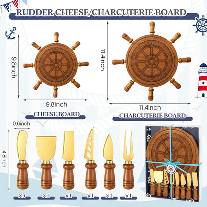 D20 Shaped Charcuterie Board Set Cutting and Cheese Board Wooden Platter with Knives and Forks Serving Trays Gift for Christmas Kitchen Food Fruit(Acacia)